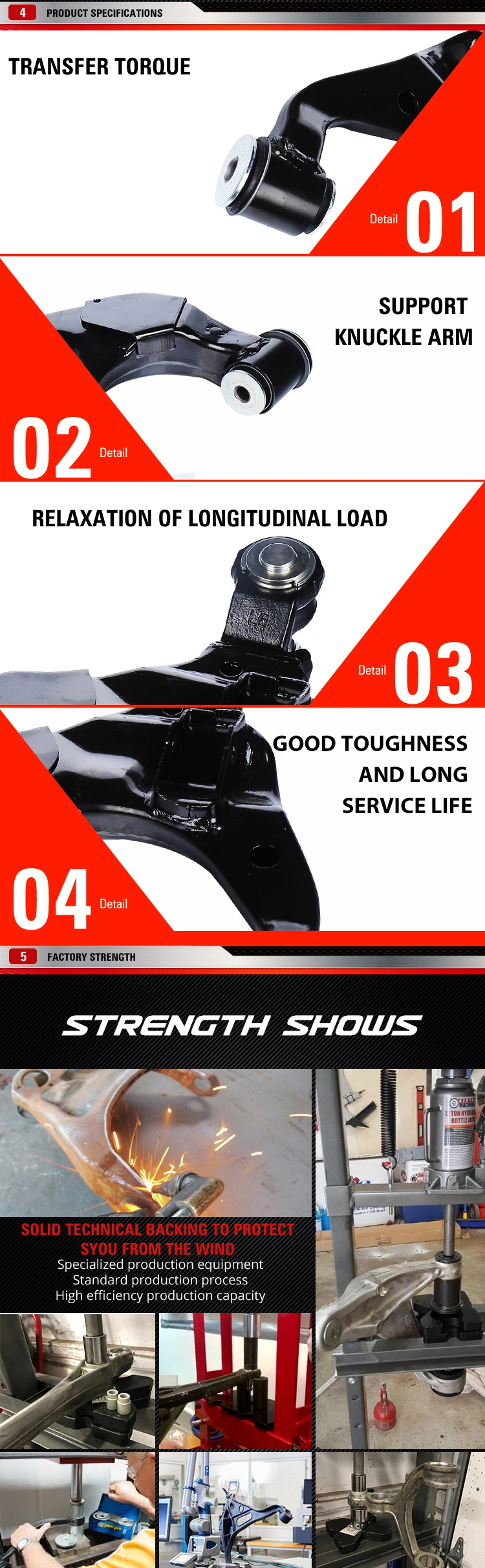 High Quality Tubular Control Arm for Isuzu D-Max&prime;12-15 4WD (8-97945-841-1)
